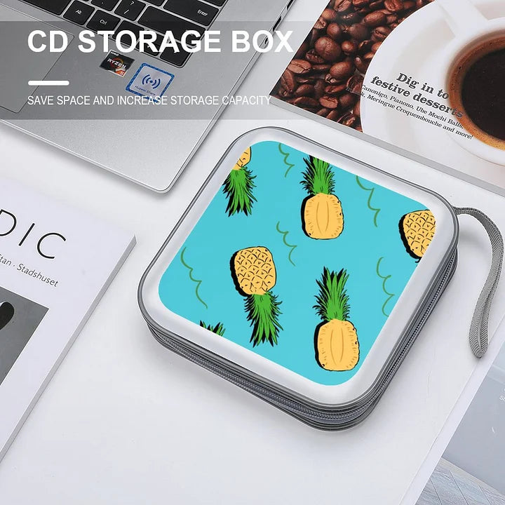 CD Collection Bag Tile Pattern-pineapple-yellow-green-blue White-style One Size