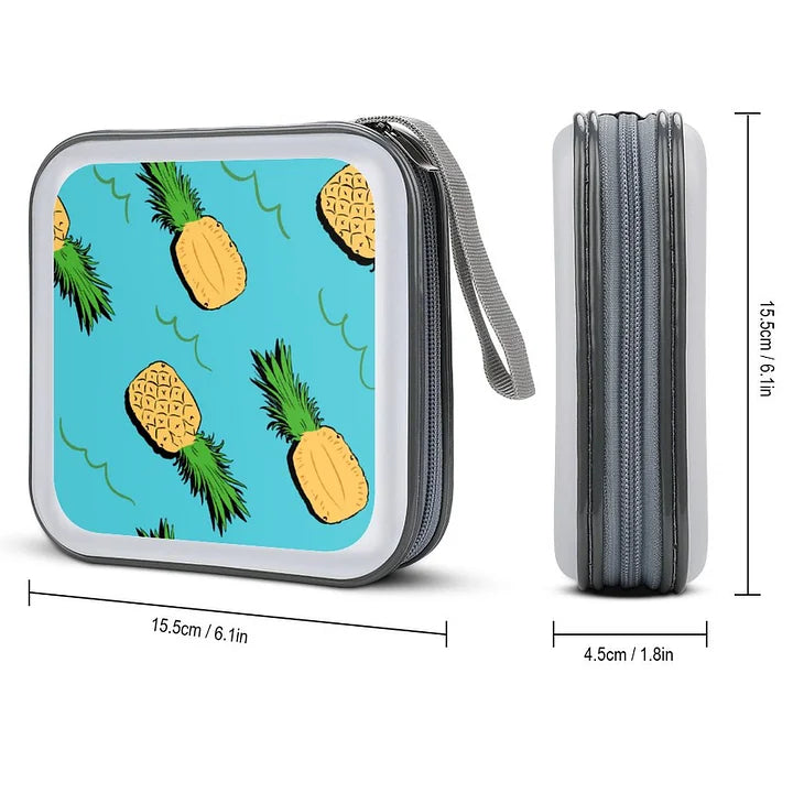 CD Collection Bag Tile Pattern-pineapple-yellow-green-blue White-style One Size
